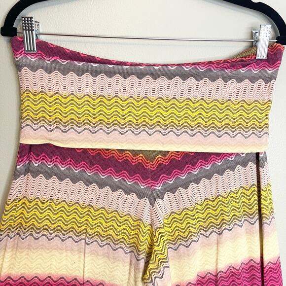 REVOLVE Karina Grimaldi Women's Basic Knit Pants pink Zig Zag Stretch Wide Leg L - Picture 3 of 7